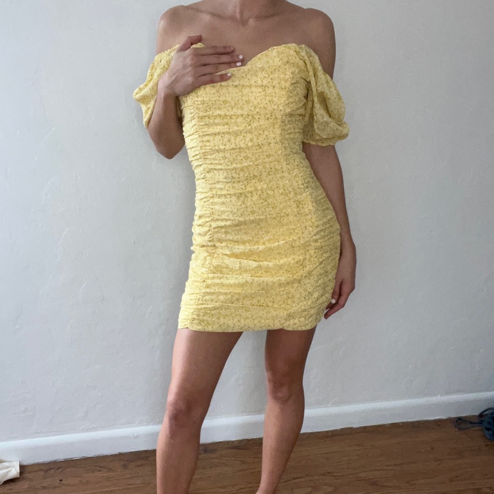 Yellow floral mini dress